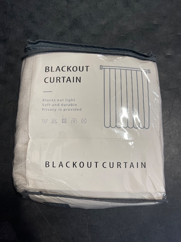 Photo 1 of 100% Blackout Shield Linen Blackout Curtains for Bedroom 84 Inches Long, Back Tab/Rod Pocket Living Room Drapes, Thermal Insulated Blackout Curtains 2 Panels Set, 50" W x 84" L, Cream