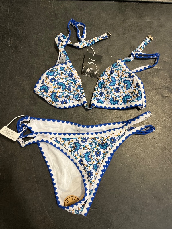 Photo 1 of (S) BIKINX Womens Swimsuits Sexy Thong Micro Bikini Ditsy Floral Two Piece Sets Bathing Suit Bandeau Swim Small