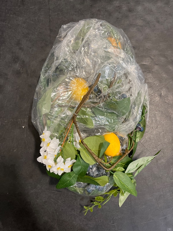 Photo 1 of FairyLee 6 FT Artificial Lemon Garland for Front Door, Spring Garland with Lemons White Flowers Blueberry & Green Leaves Summer Fruit Garland for Mantel Fireplace Table, Wedding Home Party Decor