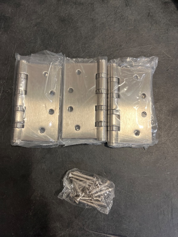 Photo 1 of 3 Pack goldenwarm Satin Nickel 4'' Door Hinges for Exterior Doors Ball Bearing Door Hinges 4in x 4in with Square Corner, Heavy-Duty, 304 Stainless Steel