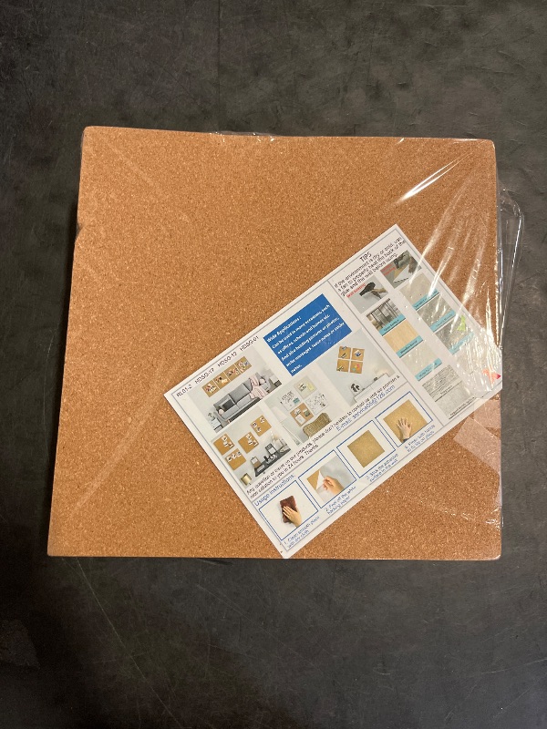 Photo 1 of SUNGIFT Cork Board 12"x12" - 1/2" Thick Square Bulletin Boards 9 Pack Cork Tiles with 100 PCS Push Pins Mini Wall Self-Adhesive Corkboards Tiles for Wall