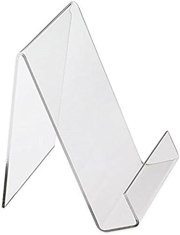 Photo 1 of Dazzling Displays Book Easel 8.5 by 11 Slant Back with Lip Paper Stand, Clear Tablet Holder, Thick Acrylic Stand Open Ended Portrait Sized Literature Display for Home, Office, Business, School (1)