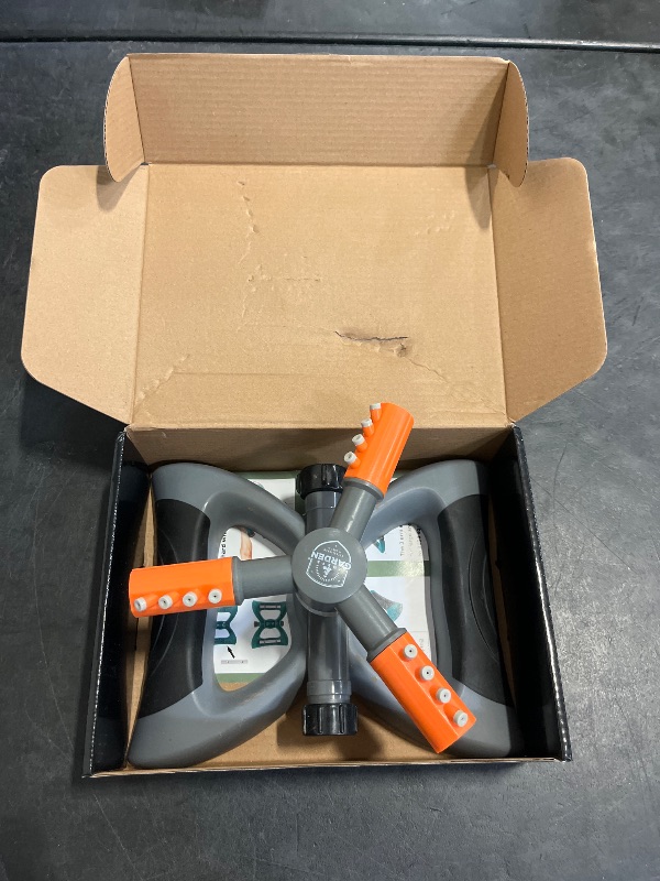 Photo 1 of Joeys Sprinkler for Yard, Rotating Garden Sprinkler for Large Area Coverage, Lawn and Yard Sprinklers (Orange)