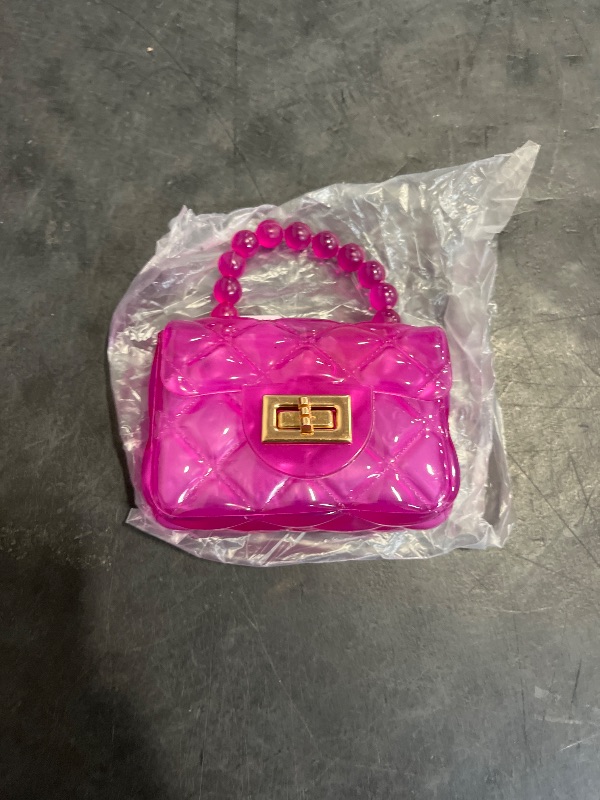 Photo 1 of AUGUST 18 Little Girls Mini Jelly Purse Candy Color Transparent Small Crossbody Bag Cute Princess Handbags with Bead Handle For Toddler Kids (Deep Pink)