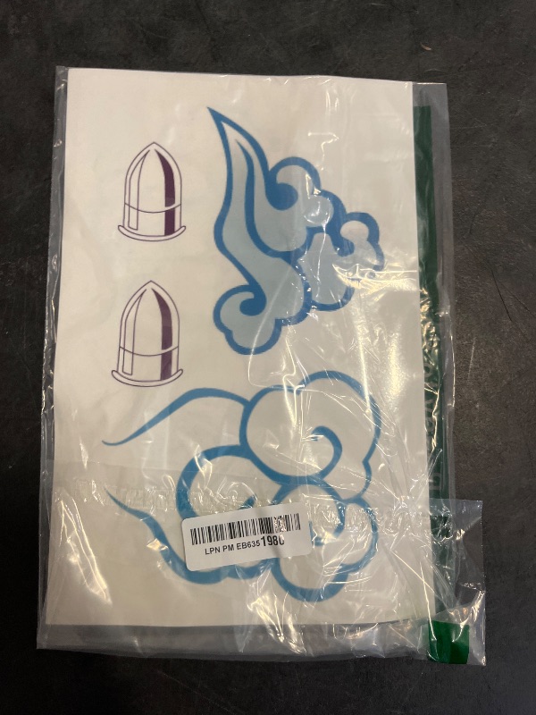Photo 1 of Clouds Temporary Tattoos Full Set for Cosplay Prop Hand Body Tattoo Sticker Women Anime Conventions (Light Blue)