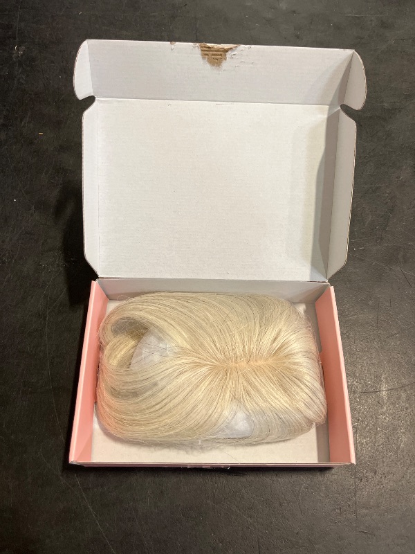 Photo 1 of Flufymooz Real Human Hair Toppers for women, 10 Inch Clip in Bangs 100? Human Hair Toppers for Thinning Hairpiece, Cover Hairpiece with 150% Density Silk Base-Silver White