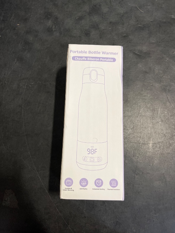 Photo 1 of Portable Bottle Warmer for Travel, 3 Min Quick Heating with 12oz Capacity, SUS 316 Steel, Timer, 9000mAh Battery, Travel Bottle Warmer On The Go for Breastmilk or Formula, Charge Fully Before Use