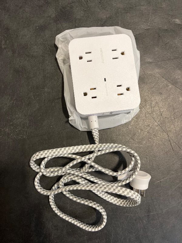 Photo 1 of Surge Protector Power Strip - HANYCONY 8 Outlets 4 USB (2 USB C) Charging Ports, Multi Plug Outlet Extender, 5Ft Braided Extension Cord, Flat Plug Wall Mount Desk Charging Station for Home Office ETL
