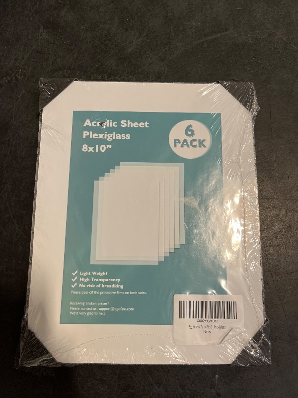 Photo 1 of Egofine Plexiglass Sheets Acrylic Sheets 6 Pack of 8x10’’ 0.04 Thick Clear Plastic Cast Transparent Plexi Glass for Crafting Projects, Replacement Picture Frame Glass, DIY Display, Easy to Cut