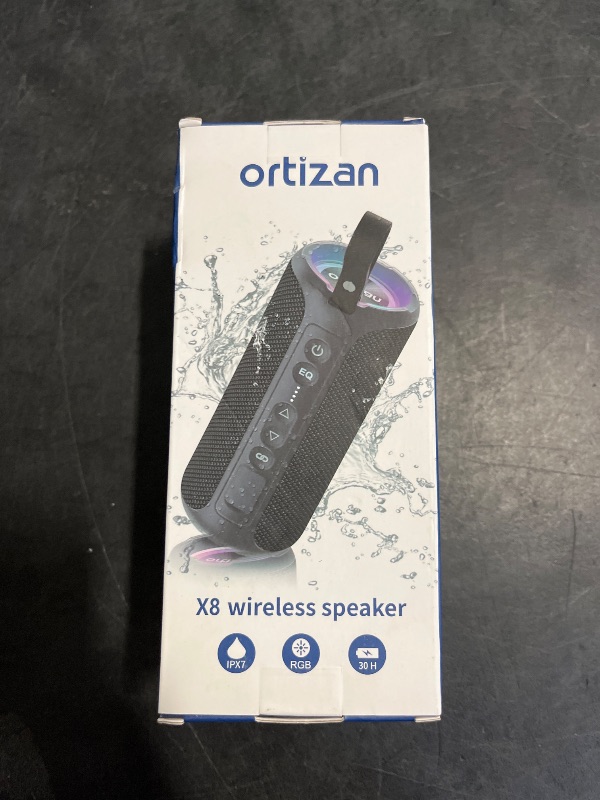 Photo 1 of Ortizan Bluetooth Speakers, Portable Wireless Stereo Speaker - IPX7 Waterproof, 40W Loud Sound, Dual Pairing, Deep Bass, LED Light, Bluetooth 5.3, for Home/Shower/Outdoor/Beach, Gifts for Adult, Navy
