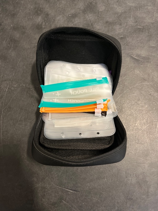 Photo 1 of Timueetech A8 Waterproof Pill Organizer Set, Twice-Daily Large Pill Organizer for Seven Days, BPA Free, Pill Storage with 14 Color-Coded Pouches, Reusable Travel Medicine Organizer