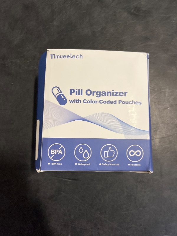 Photo 1 of Timueetech A8 Waterproof Pill Organizer Set, Twice-Daily Large Pill Organizer for Seven Days, BPA Free, Pill Storage with 14 Color-Coded Pouches, Reusable Travel Medicine Organizer