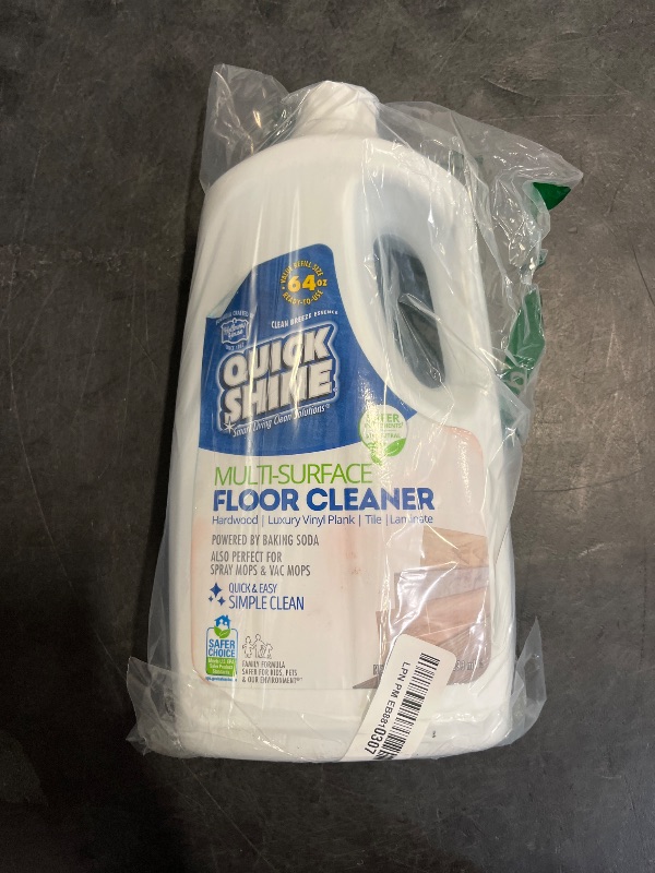 Photo 1 of Quick Shine Multi Surface Floor Cleaner 64oz, Ready to Use-Streak Free-No Rinse, Use on Hardwood, Laminate, Luxury Vinyl Plank & Stone, Use in Spray Mops & Vac Mops, Safer Choice Cleaner