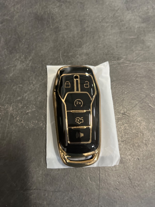 Photo 1 of for Ford Key Fob Cover, Premium Soft TPU Full Protection Key Fob Case for Ford Fusion Mustang F150 Edge Explorer Lincoln MKZ MKC MKX Smart Remote Key Protector,Size A-Black