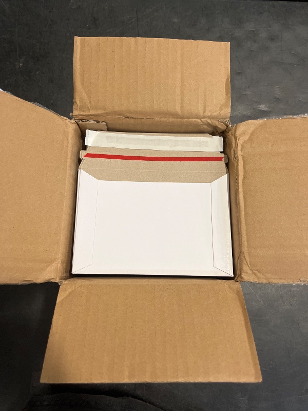 Photo 1 of 100 Pack 6.5 x 4.5 Inch Rigid Mailers with Self Sealing Flap, Bulk Stay Flat Cardboard Envelopes for Shipping Postcards, Photos (White)