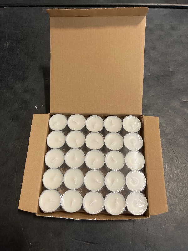Photo 1 of Stonebriar 50 Count White Unscented Smokeless Long Burning Tea Light Candles with 6-7 Hour Burn Time