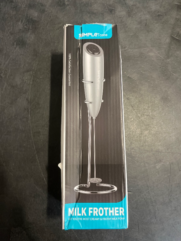 Photo 1 of SIMPLETaste Milk Frother Handheld Battery Operated Electric Foam Maker, Drink Mixer with Stainless Steel Whisk and Stand for Cappuccino, Bulletproof Coffee, Latte