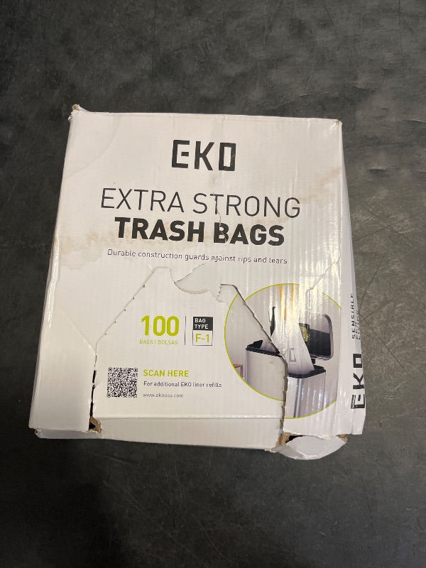 Photo 1 of EKO 8 Gallon Trash Bags Drawstring 1.2 Mil - 100 Count White Medium Garbage Bags Unscented, 30 Liter Plastic Kitchen Trash Bags with Easy-Dispense, Code F-1