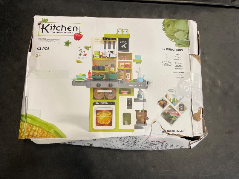 Photo 1 of Kids Play Kitchen Set, Toddler Kitchen Playset with Sound & Light, Cooking Stove with Steam, Play Sink, Play Food Toy and Kitchen Accessories, Kitchen Toy for Kids Girls Boys 1-3
