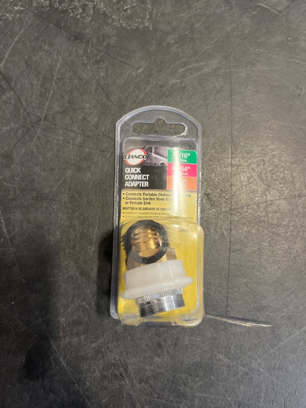 Photo 1 of Danco 10521 Dual Thread Dishwasher Snap Coupling Adapter, 15/16-27 X 55/64-27 Male, 1.5 Gpm, No Size, Brass