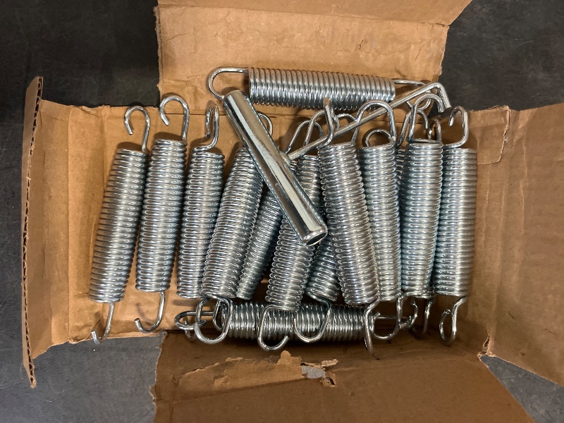 Photo 1 of Trampoline Springs Heavy Duty 5.5-7Inch Stainless Steel Trampoline Replacement Springs Universal Trampoline Accessories with Spring Tool with 16 Pack (5.5inch)