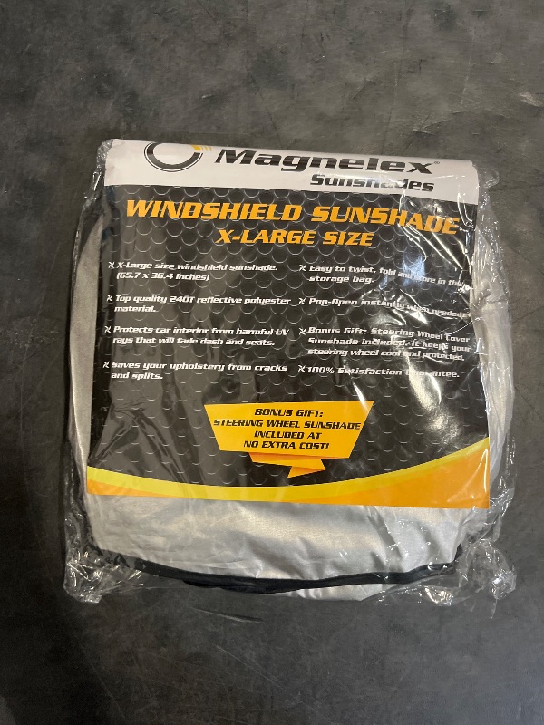 Photo 1 of Magnelex Car Windshield Sunshade | Innovative No-Light-Pass Technology for Maximum Protection | Foldable Sun Shade Keeps Your Vehicle Cool | Fit for Cars, Trucks, and SUVs | X-Large (65.7 x 36.4 in)