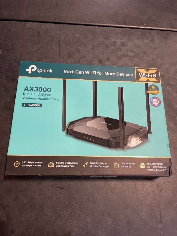 Photo 1 of TP-Link TL-WA3001 WiFi 6 AX3000 Wireless Gigabit Access Point | Desktop Wi-Fi Bridge | HE160 & Beamforming | Supports Multi SSID/Client/Range Extender Mode | 4 Fixed Antennas | Passive PoE Powered