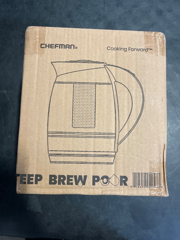Photo 1 of Chefman Electric Kettle with Temperature Control, 5 Presets LED Indicator Lights, Removable Tea Infuser, Glass Tea Kettle & Hot Water Boiler, 360° Swivel Base, BPA Free, Stainless Steel, 1.8 Liters