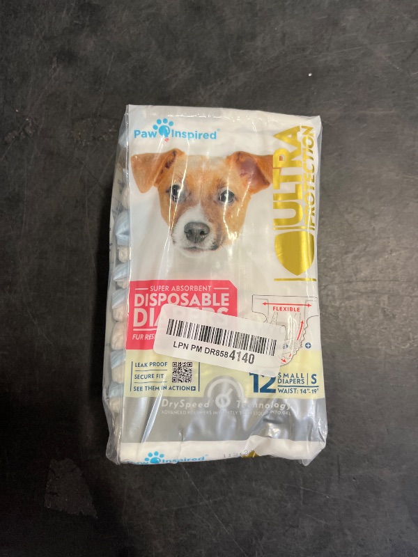 Photo 1 of Paw Inspired Disposable Dog Diapers | Female Dog Diapers Ultra Protection | Diapers for Dogs in Heat, Excitable Urination, or Incontinence (12 Count, Small)