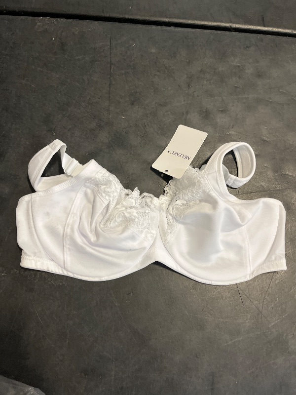 Photo 1 of (38D) MELENECA Women's Full Coverage Underwire Bra Minimizer Plus Size Lace Comfortable Cushion Strap White 38D