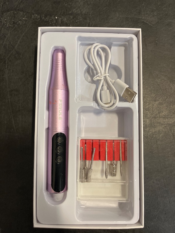 Photo 1 of Electric Cordless Nail Drill File: LED Display Professional Portable Nail Drill for Acrylic Gel Dip Powder Nails Manicure Pedicure Kit Tool with Nail Drill Bits Sanding Bands, Purple