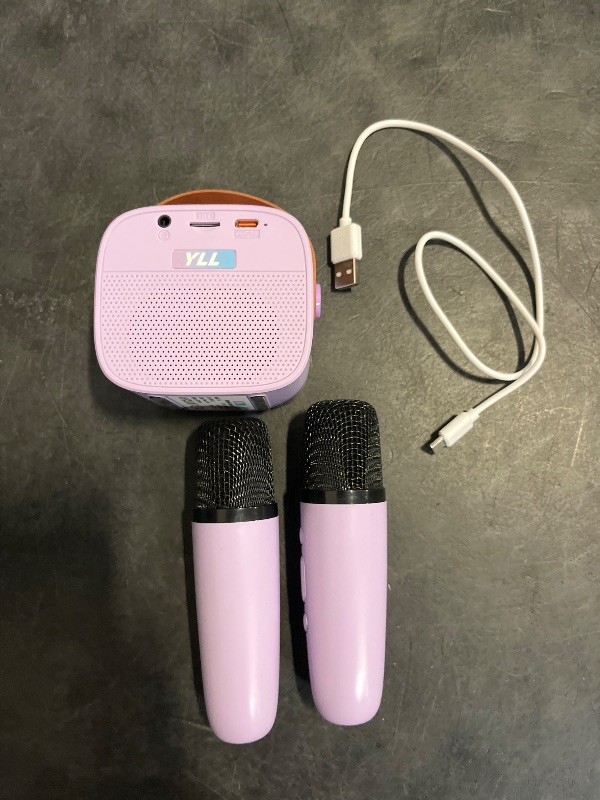 Photo 1 of YLL Mini Karaoke Machine with 2 Wireless Microphones, TOP Kids Gifts for Girls Ages 3, 4, 5, 6, 7, 8, 9,10,11,12 +Year Old, 4-12 Years Old Birthday Toy Gift for Girls Boys Party (Purple)