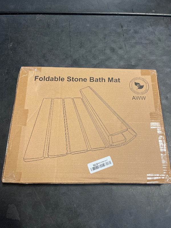 Photo 1 of AWW Foldable Stone Bath Mat, Super Absorbent Diatomaceous Earth Mat, Non-Slip 23.6 x 15.5 Inch Quick Drying Mat, Compact and Easy to Store Bath Mats for Bathroom, Easy to Clean, Grey