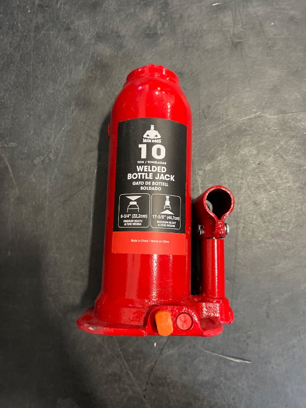 Photo 1 of Jack Boss Bottle Jack 10 Ton (20,000 LBs) Hydraulic Car Jack, Fit for Auto Truck Repair and House Lift, Red