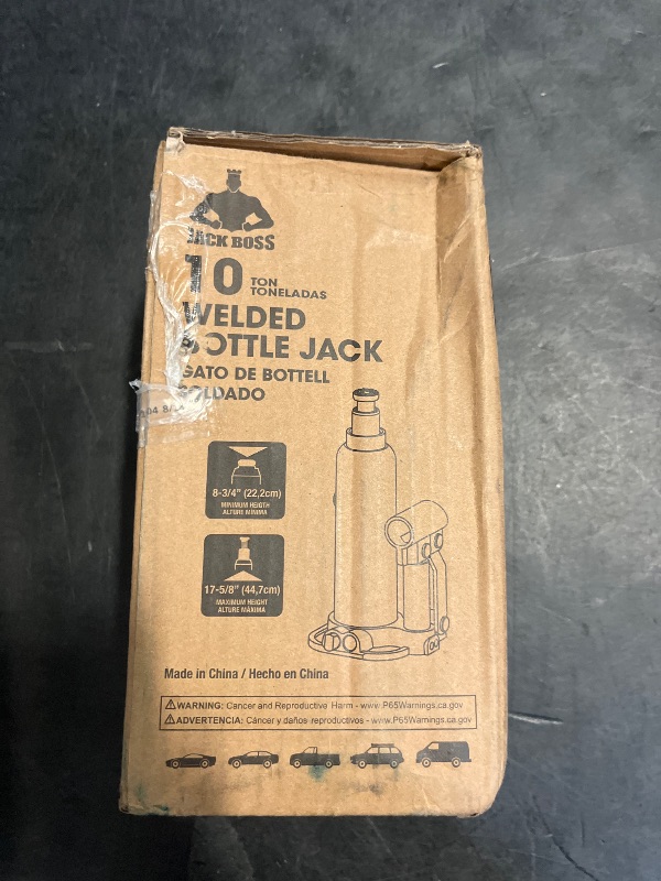Photo 1 of Jack Boss Bottle Jack 10 Ton (20,000 LBs) Hydraulic Car Jack, Fit for Auto Truck Repair and House Lift, Red