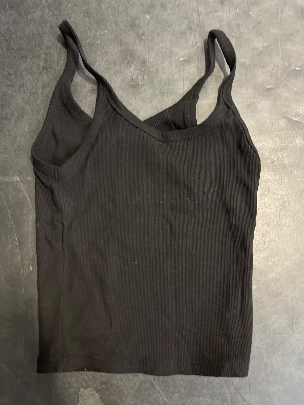 Photo 1 of (XS) Artfish Women's Sleeveless Tank Top Form Fitting Scoop Neck Ribbed Knit Basic Cami Tight Fitted Black XS