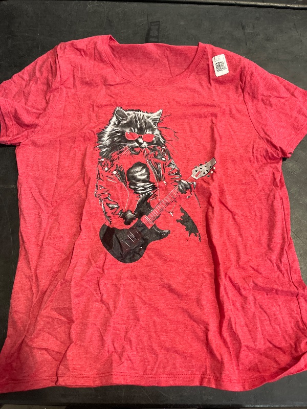 Photo 1 of  SIZE L WOMAN Rock & Roll Music Concert Festival Cat Rock Guitar T-Shirt