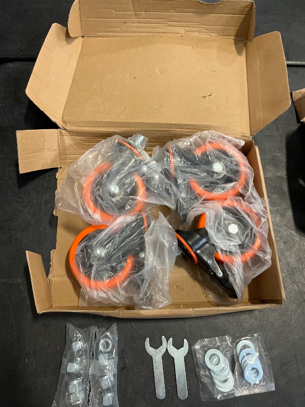 Photo 1 of Stem Caster Wheels 4 inch Locking Threaded Stem Casters Set of 4 Heavy Duty, 1/2"-13 x 1(Stem Diameter 1/2",Stem Length 1"), No Noise Swivel Casters Industrial Castor Wheels for Cart, Furniture