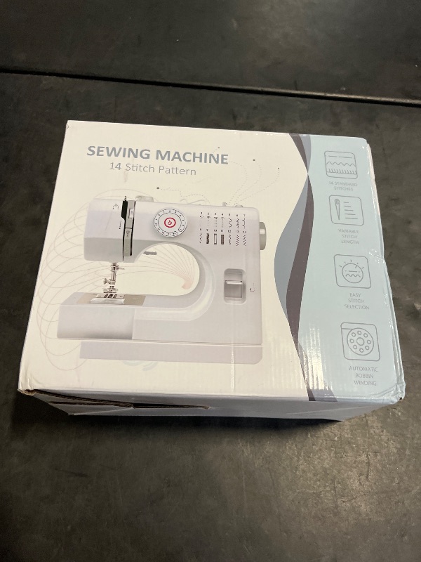 Photo 1 of Dechow Sewing Machine for Beginners, Electric Mini Portable, 14 Built-in Stitches with Reverse Sewing, 2 Speeds Double Thread with Foot Pedal, Storage Bag, Cotton Fabric and Threads- Extension Table