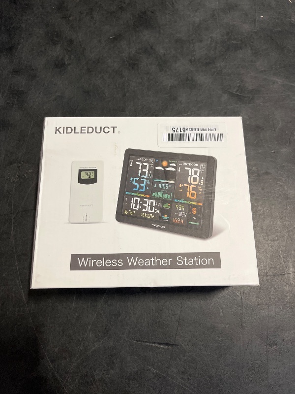 Photo 1 of KIDLEDUCT Weather Station Wireless Indoor Outdoor Thermometer, 8.5" Large Color Atomic Clock with Sunrise Sunset Time, 5 Levels of Backlight, Weather Forecast/Barometer Run Chart, Moon Phase, Tide