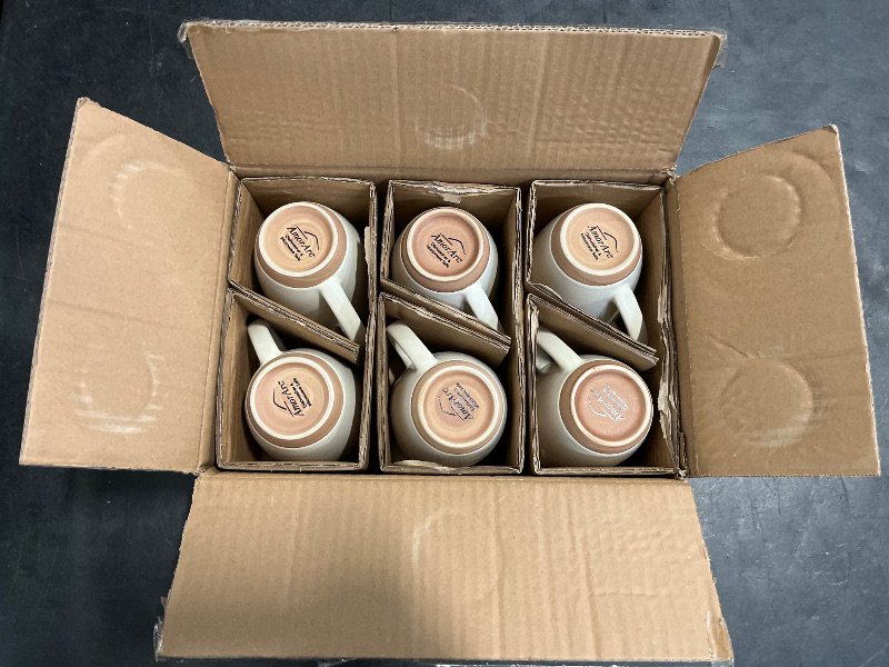 Photo 1 of AmorArc 12oz Ceramic Coffee Mugs set of 6, Stylish Coffee Mugs with Rustic Terracotta Underside for Latte/Cappuccino/Milk/Cocoa, Dishwasher&Microwave Safe, Light Beige