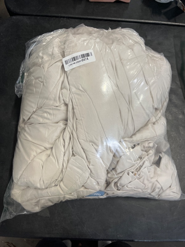 Photo 1 of CozyLux Full Size Comforter Sets - Beige Comforter Full Size, 3 Pieces Box Stitched Bed Set for All Seasons, Soft Lightweight Bedding Sets with 1 Down Alternative Comforter and 2 Pillow Shams