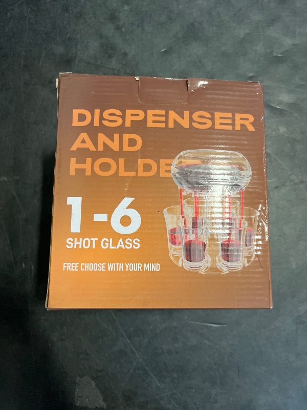 Photo 1 of Adjustable Shot Glass Dispenser and Holder Made of Food Grade Plexiglass, Shot Dispenser with 6 Drinking Glasses for Kinds of Parties (Clear)