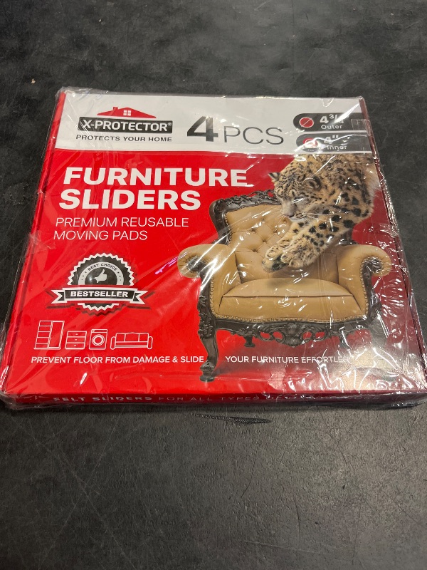Photo 1 of Felt Furniture Sliders for Hardwood Floors X-PROTECTOR 4 PCS 4 3/4” - Furniture Slider with Unique Design - Heavy-Duty Furniture Movers for Hard Surfaces - Felt Sliders - Move Your Furniture Easily!
