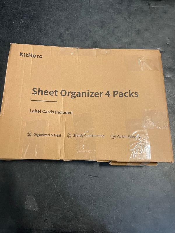 Photo 1 of Bed Sheet Organizer 4 Pack - No Insects Entry Sheet Organizers and Storage with Zipper, Label, Handle, Window, Linen Closet Organizers and Storage for Sheet Set, Clothing, Duvet Covers, Blanket