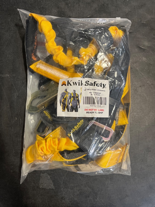 Photo 1 of KwikSafety SCORPION Safety Harness | Full Body Fall Protection Harness w/Attached 6ft Tubular Lanyard | Construction Fall Arrest System | ANSI OSHA Certified PPE