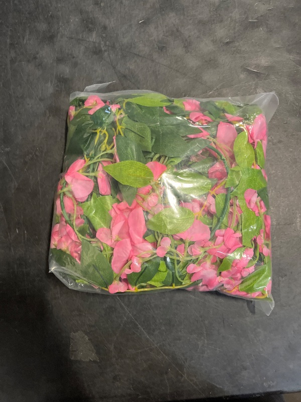 Photo 1 of TELDRASSIL 4Pcs(26 FT) Artificial Rose Vine Fake Flower Garland Fake Silk Rose Hanging Vine for Wedding Party Background Arch Garden Background Decoration (Pink)