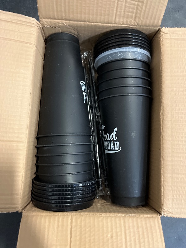 Photo 1 of Yicentdp 12 Set Grad Party Plastic Cups with Lid and Straw 24 oz Grad Squad Plastic Tumblers Reusable Cups for Class of 2025 Graduation Family Congrats