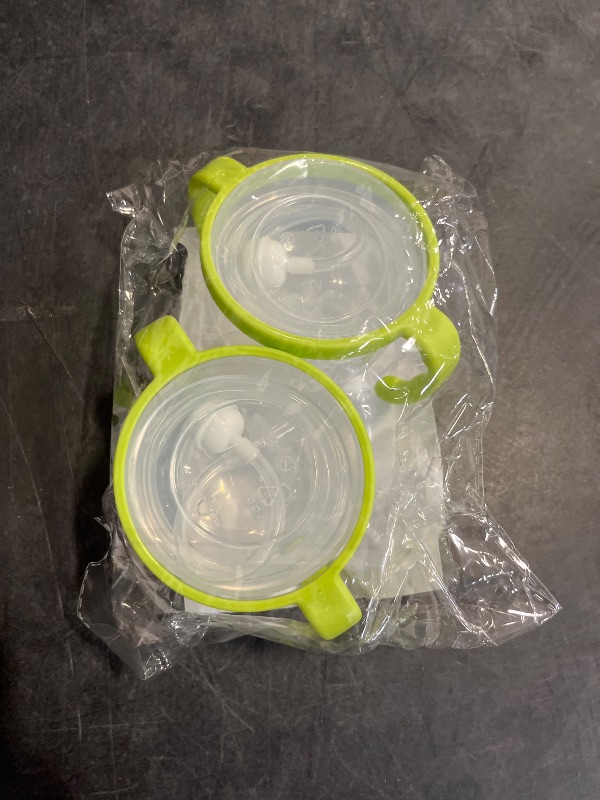 Photo 1 of Soft Spout Transition Sippy Cup Kit for Comotomo Baby Bottles - Botabee Conversion Kit Fits 5 and 8 Ounce Bottle - Sippy Cup Baby Bottle Nipple with Weighted Straw & Bottle Handles (Pack of 2, Green)