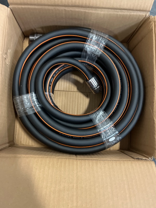 Photo 1 of Giraffe Tools Garden Hose 50ft x 5/8", Custom Length, Heavy Duty, No Kink, Flexible, Rubber Garden Hose, Leakproof Water Hose with Male to Female Fittings, 600 Burst PSI